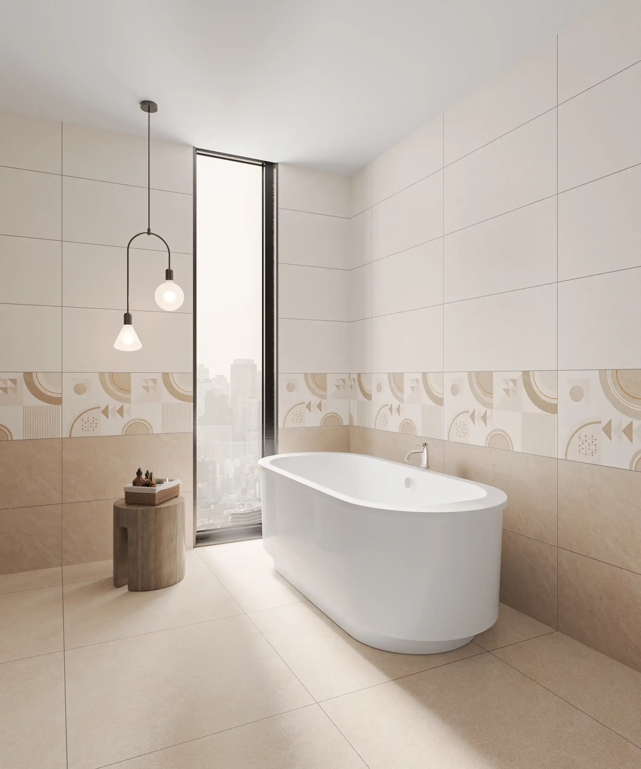Hành lang lát gạch Travertine 9761 khổ 900×1800mm
