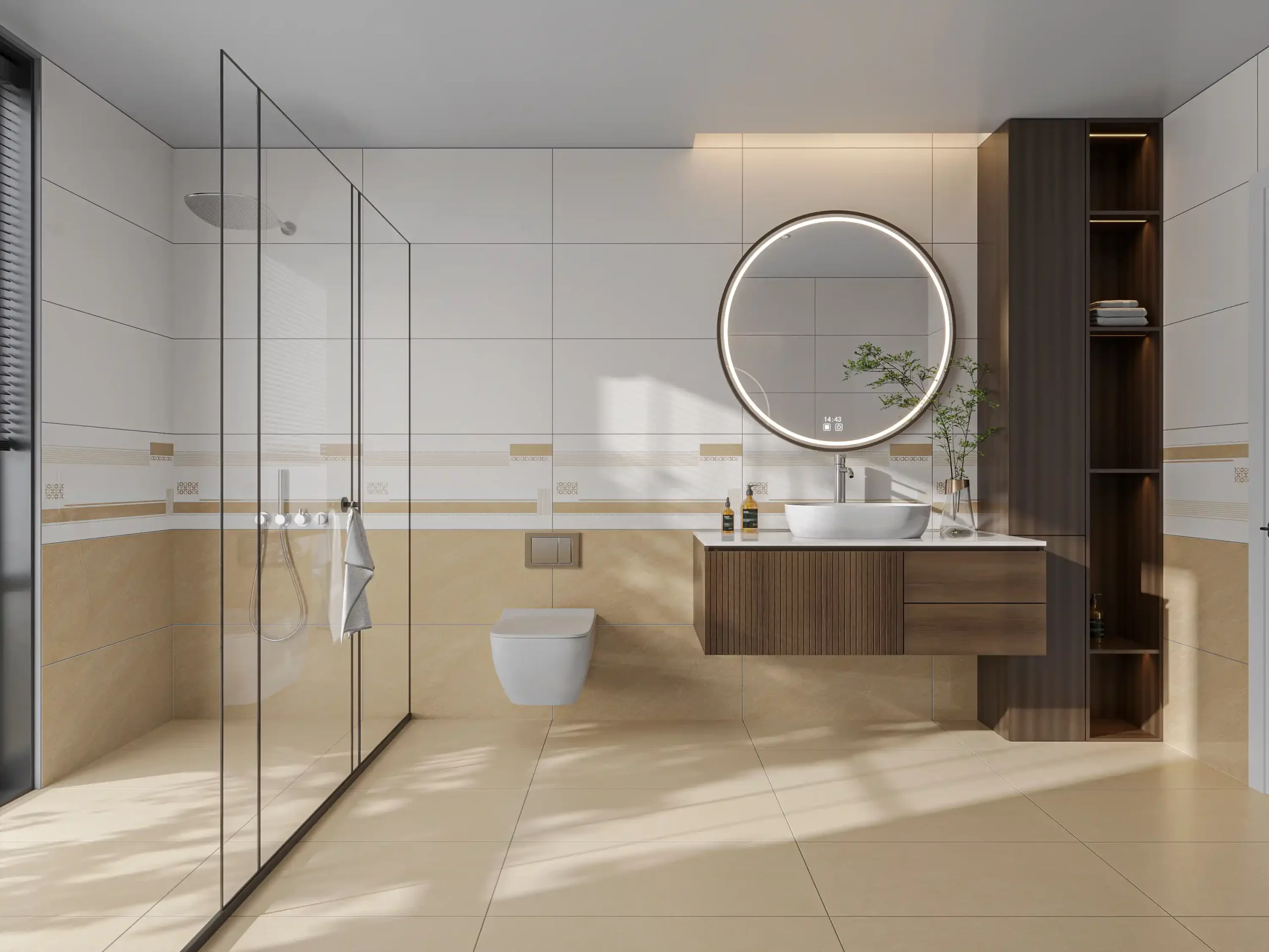 Hành lang lát gạch Travertine 9761 khổ 900×1800mm