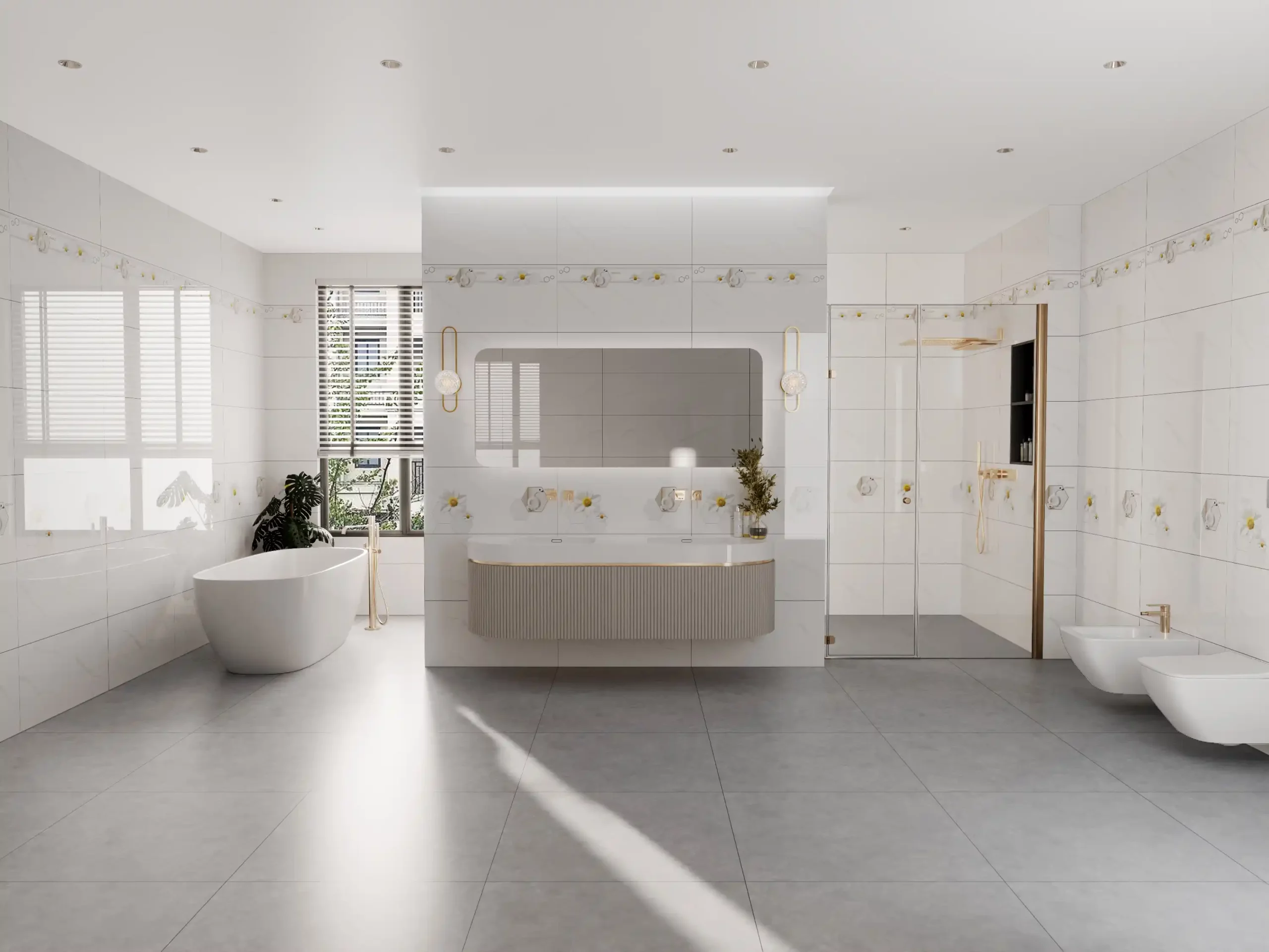 Hành lang lát gạch Travertine 9761 khổ 900×1800mm
