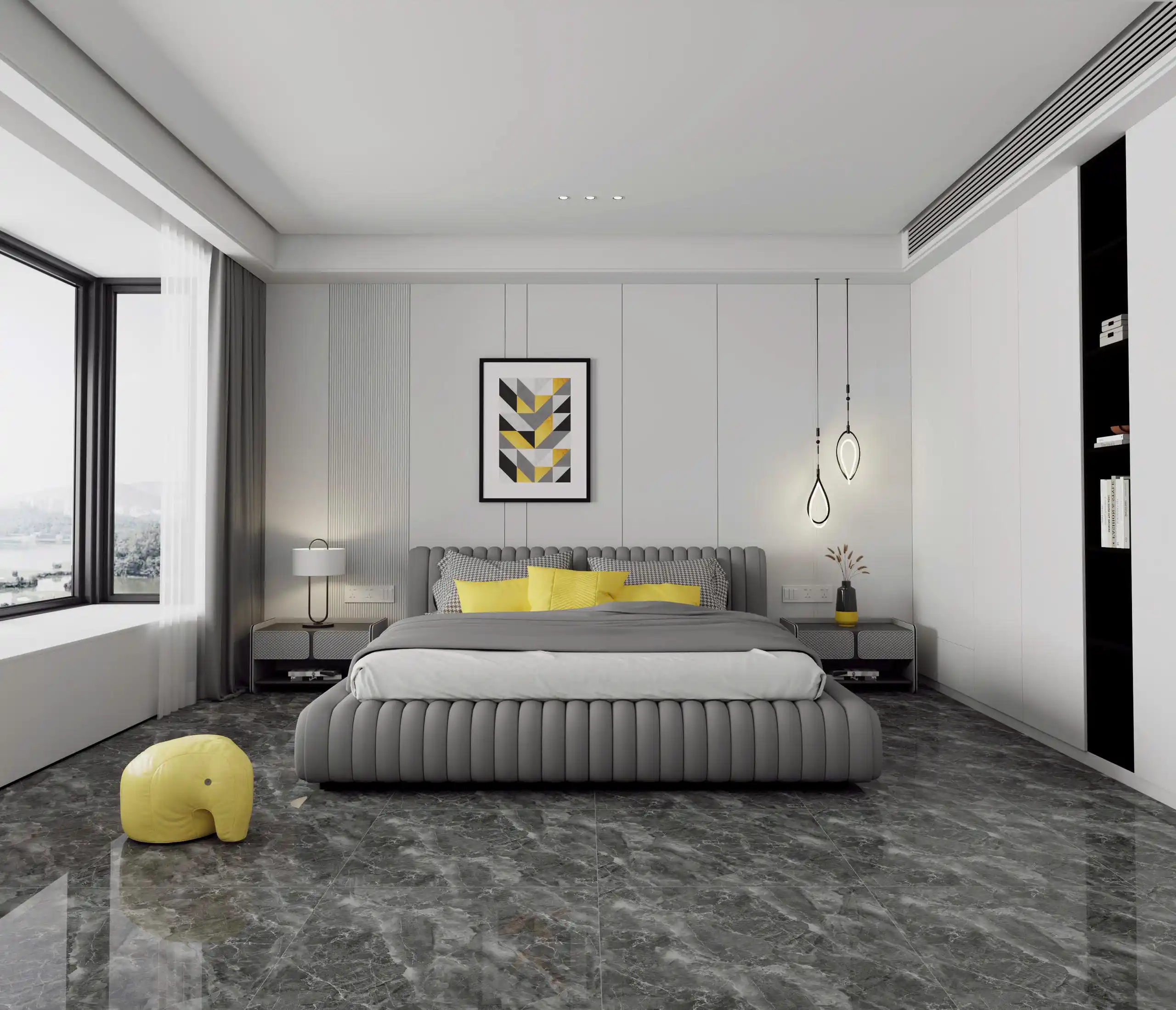 Hành lang lát gạch Travertine 9761 khổ 900×1800mm