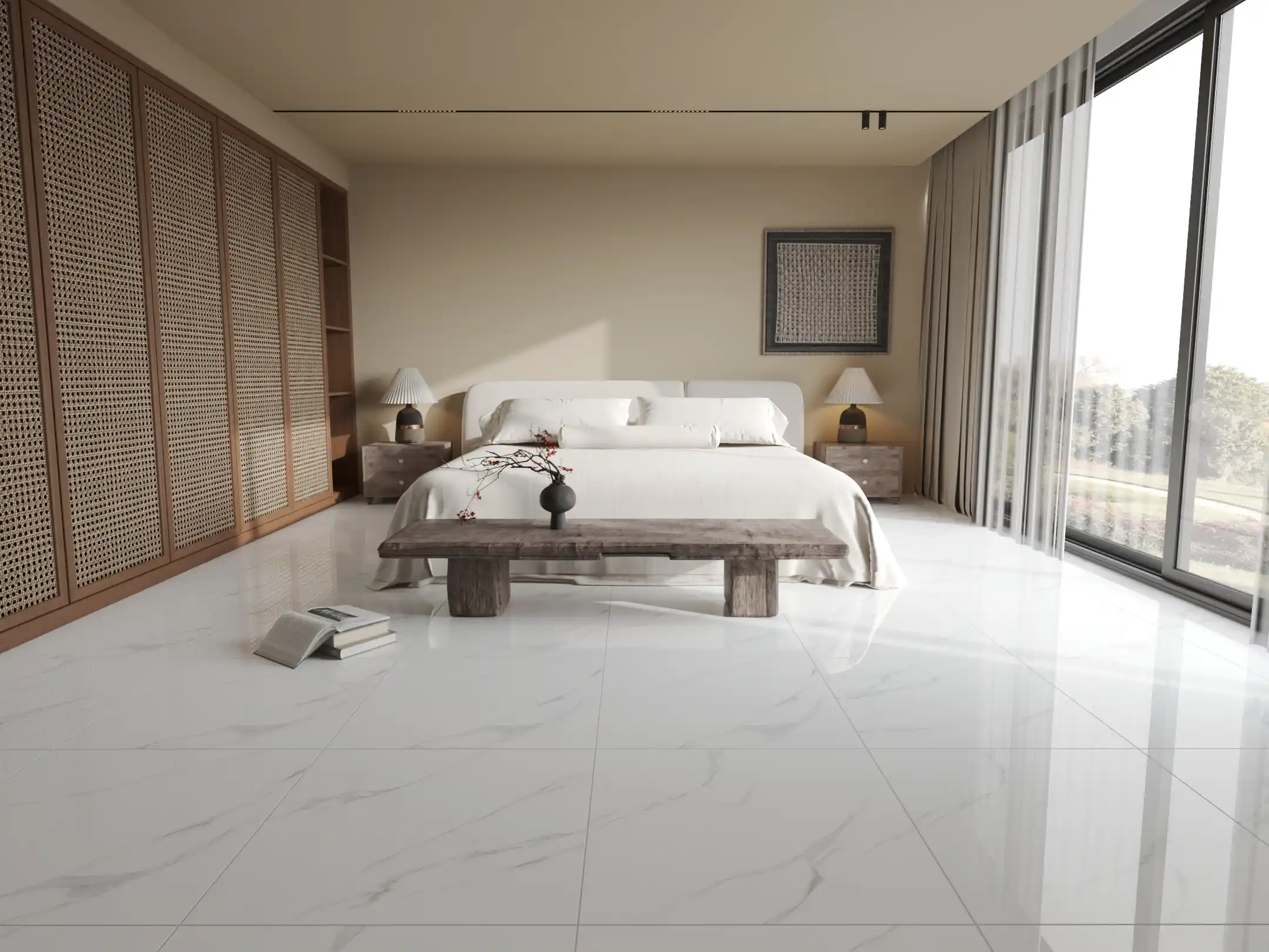 Hành lang lát gạch Travertine 9761 khổ 900×1800mm