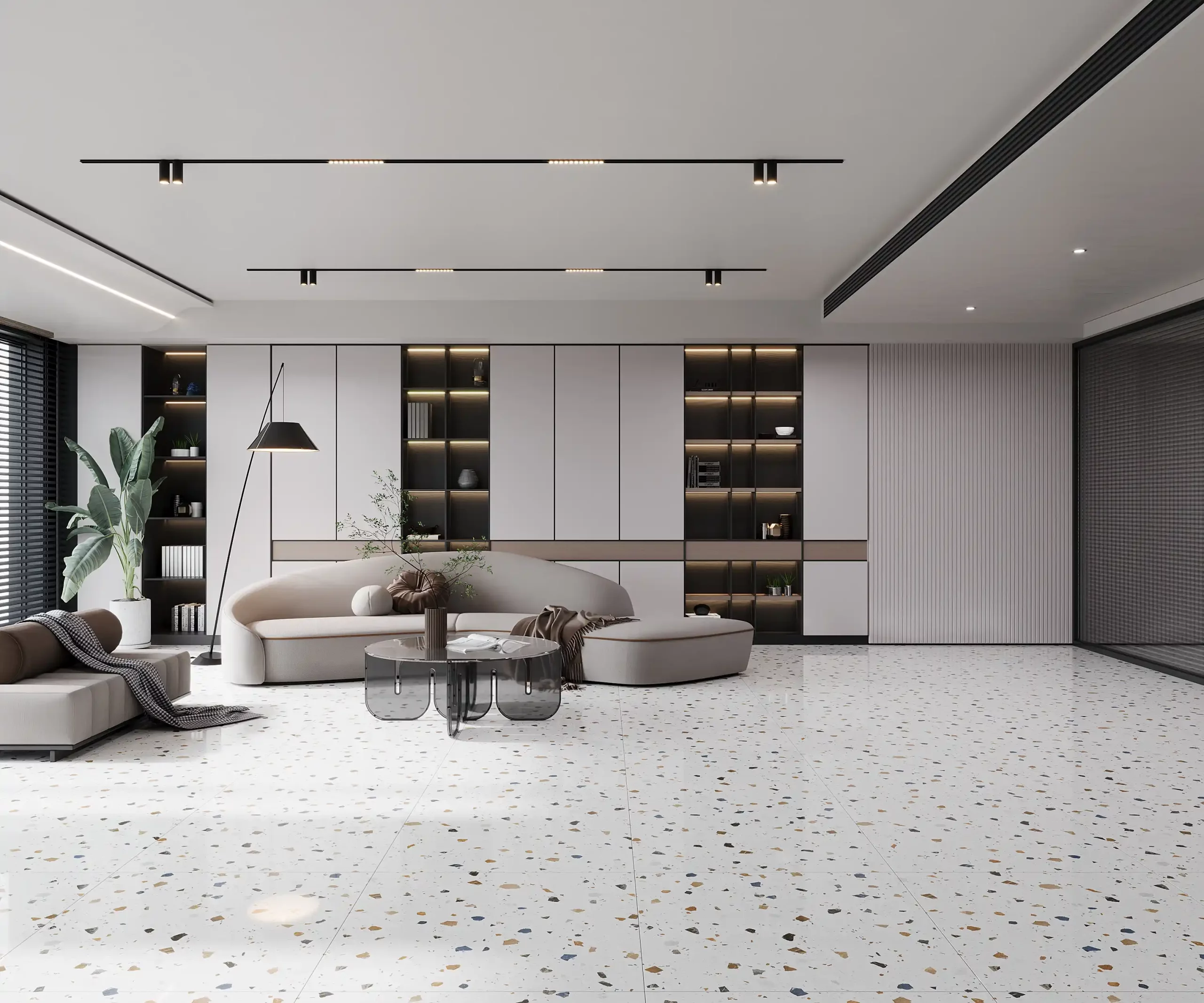 Hành lang lát gạch Travertine 9761 khổ 900×1800mm