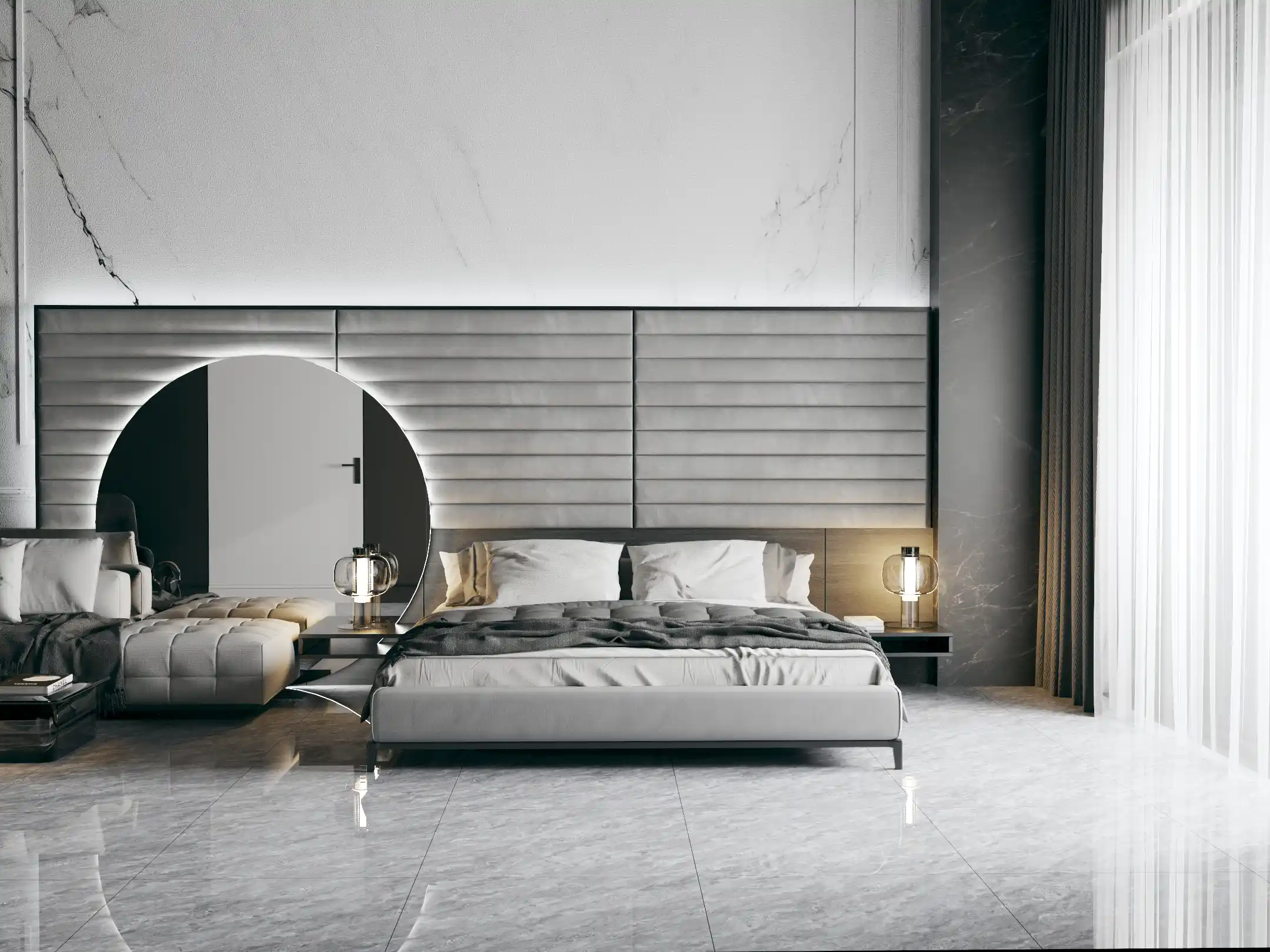 Hành lang lát gạch Travertine 9761 khổ 900×1800mm