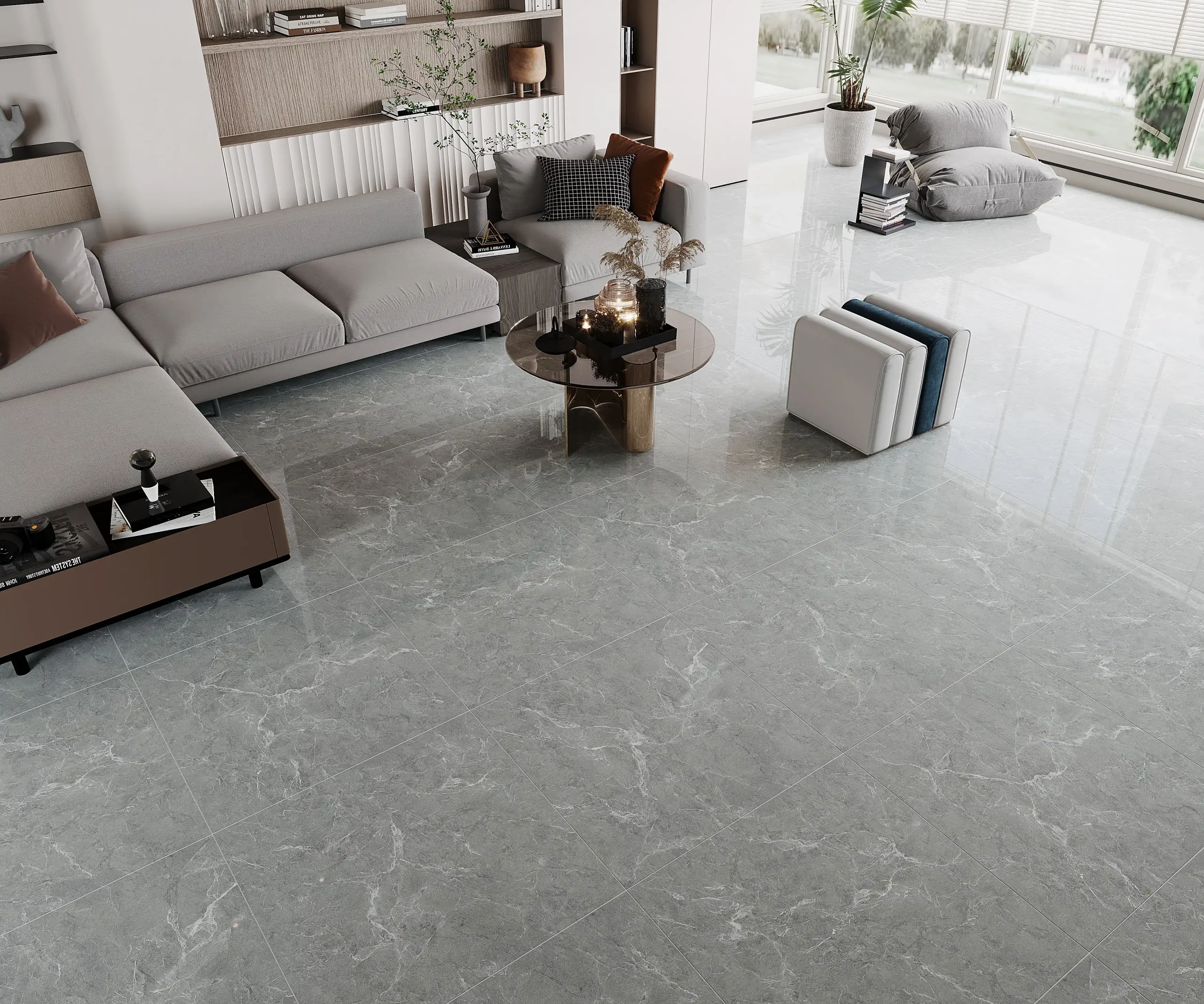 Hành lang lát gạch Travertine 9761 khổ 900×1800mm