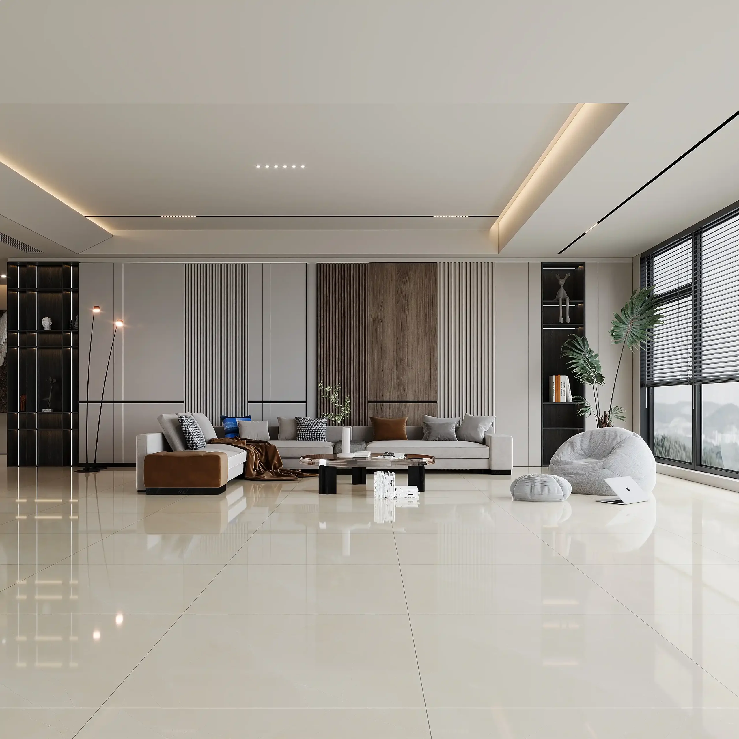 Hành lang lát gạch Travertine 9761 khổ 900×1800mm