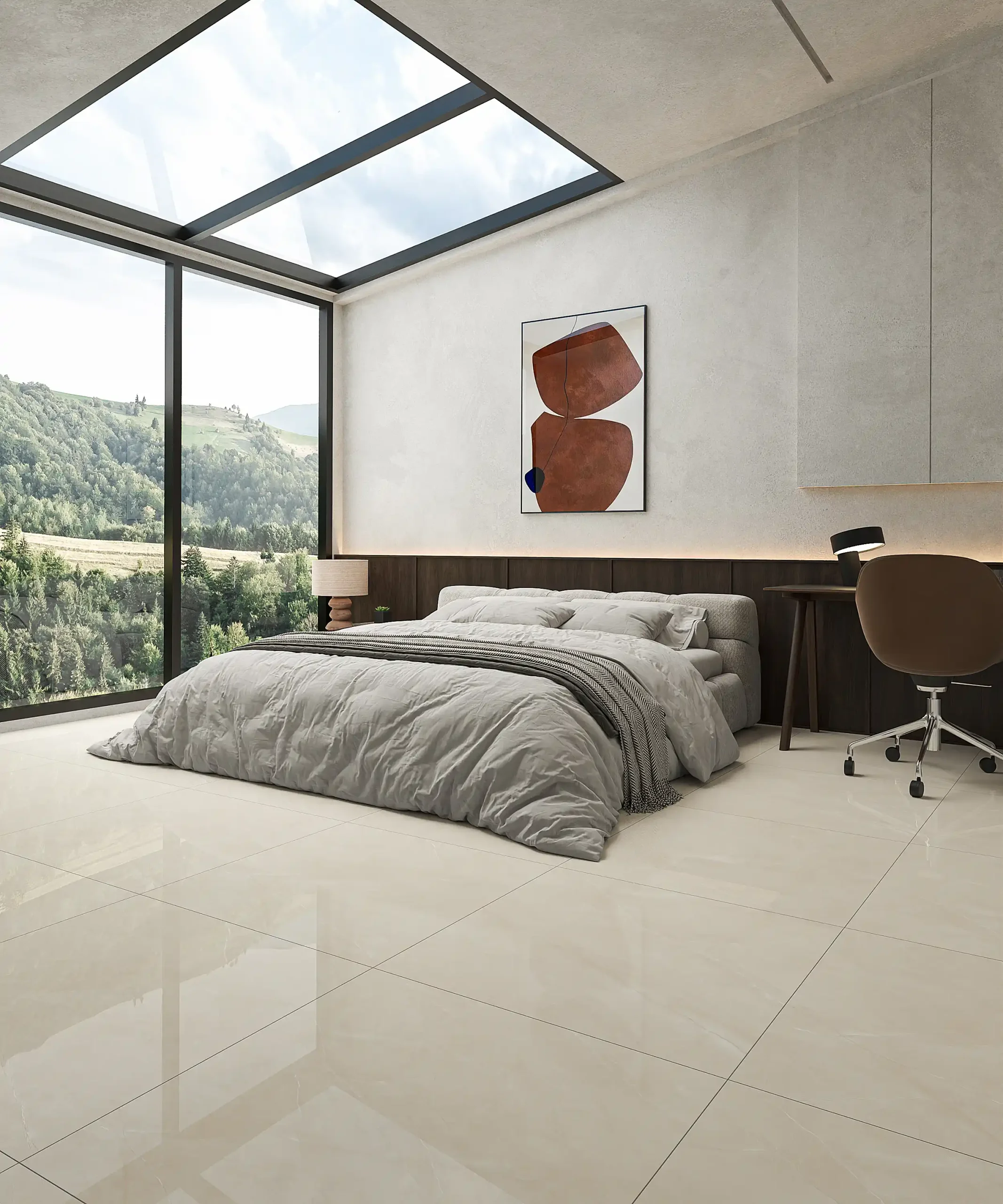 Hành lang lát gạch Travertine 9761 khổ 900×1800mm