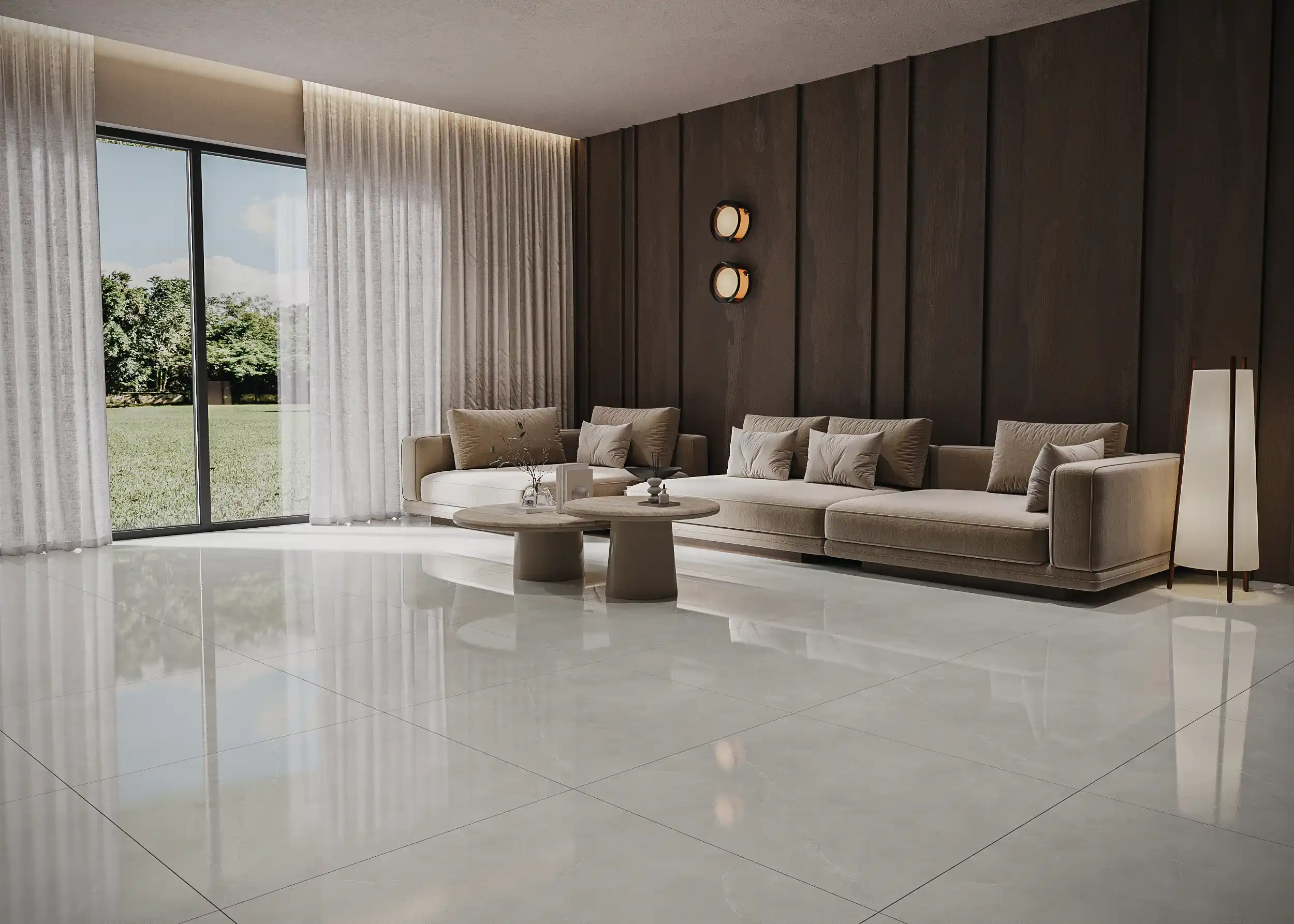 Hành lang lát gạch Travertine 9761 khổ 900×1800mm