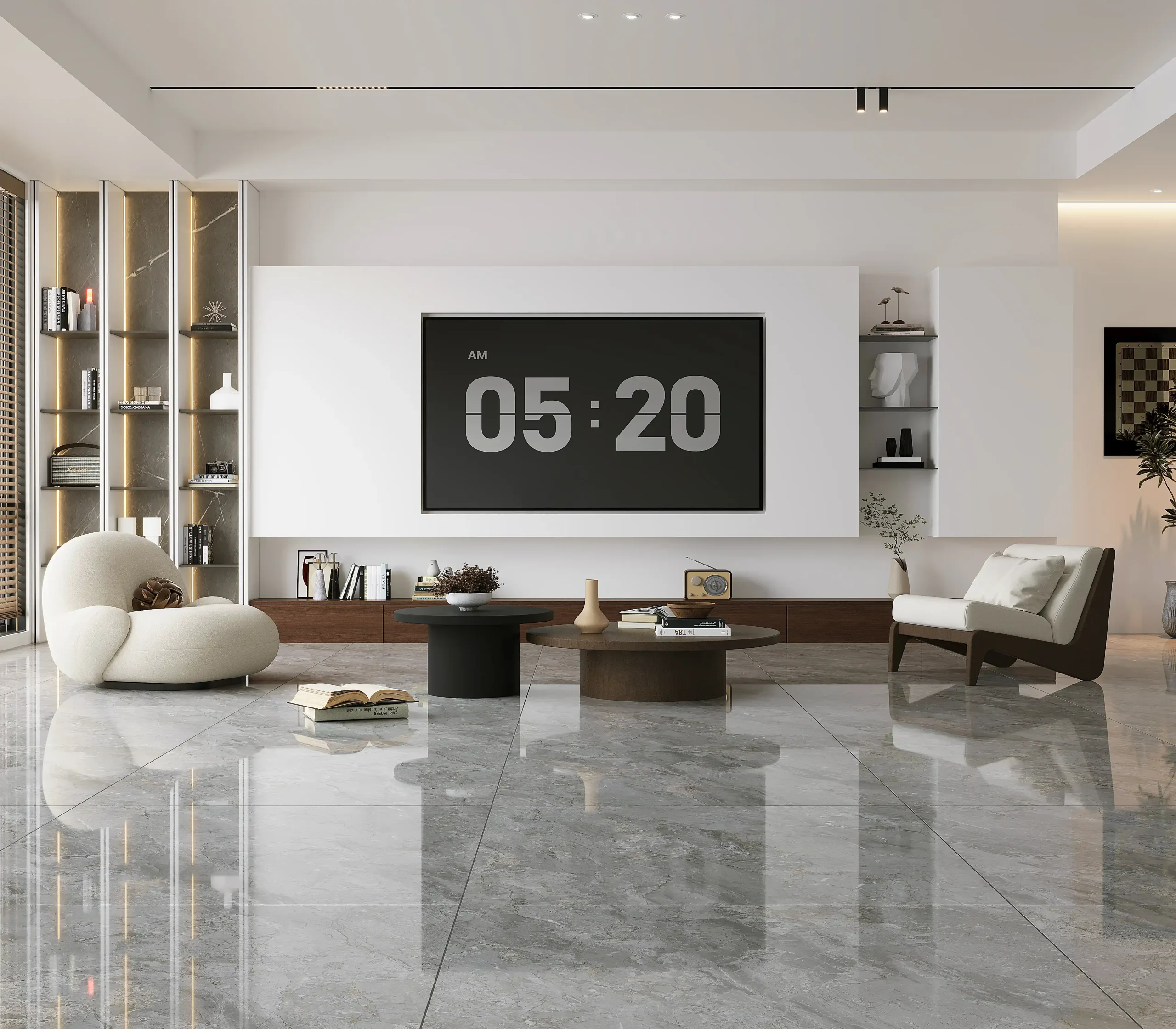 Hành lang lát gạch Travertine 9761 khổ 900×1800mm
