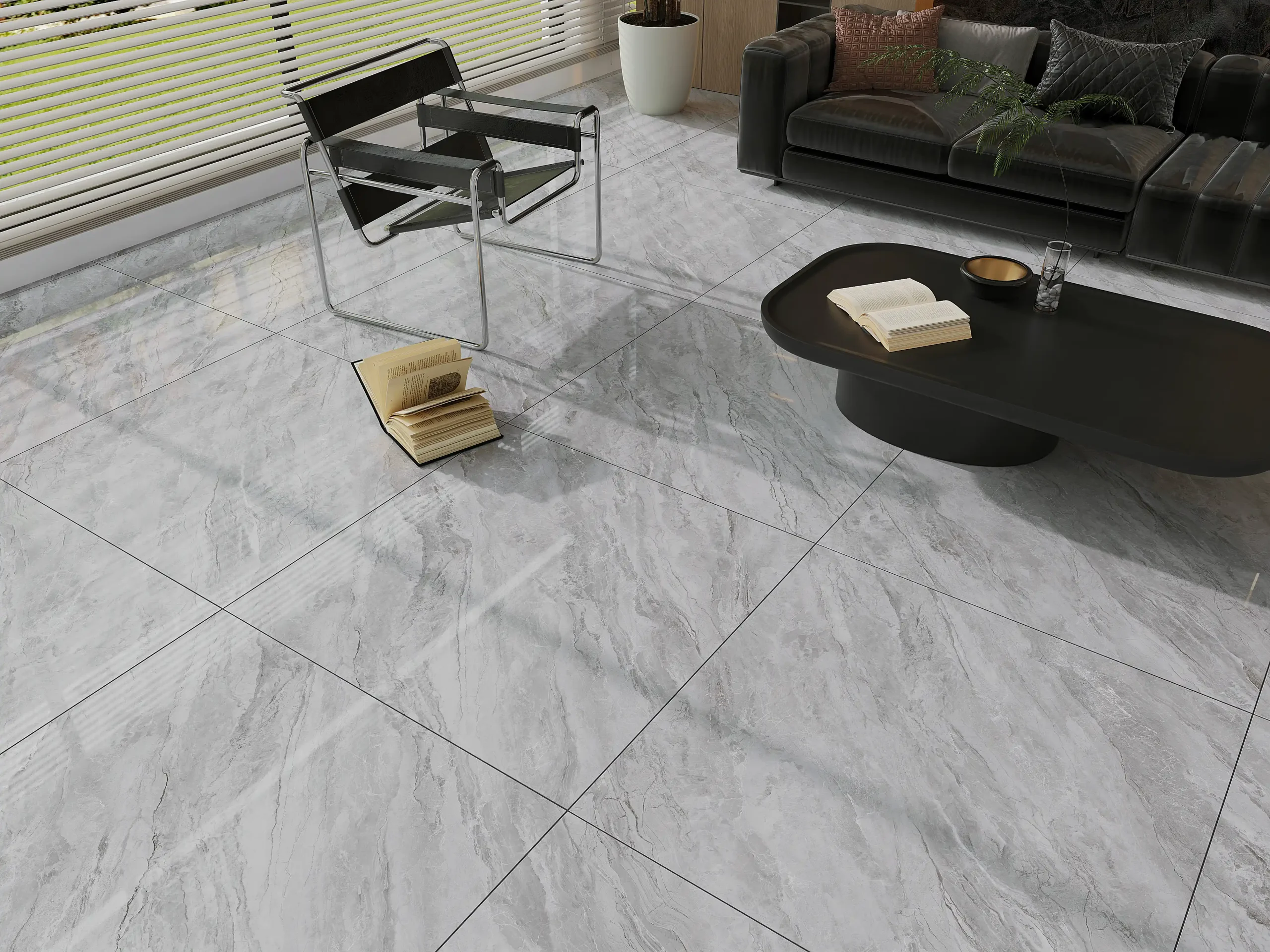 Hành lang lát gạch Travertine 9761 khổ 900×1800mm