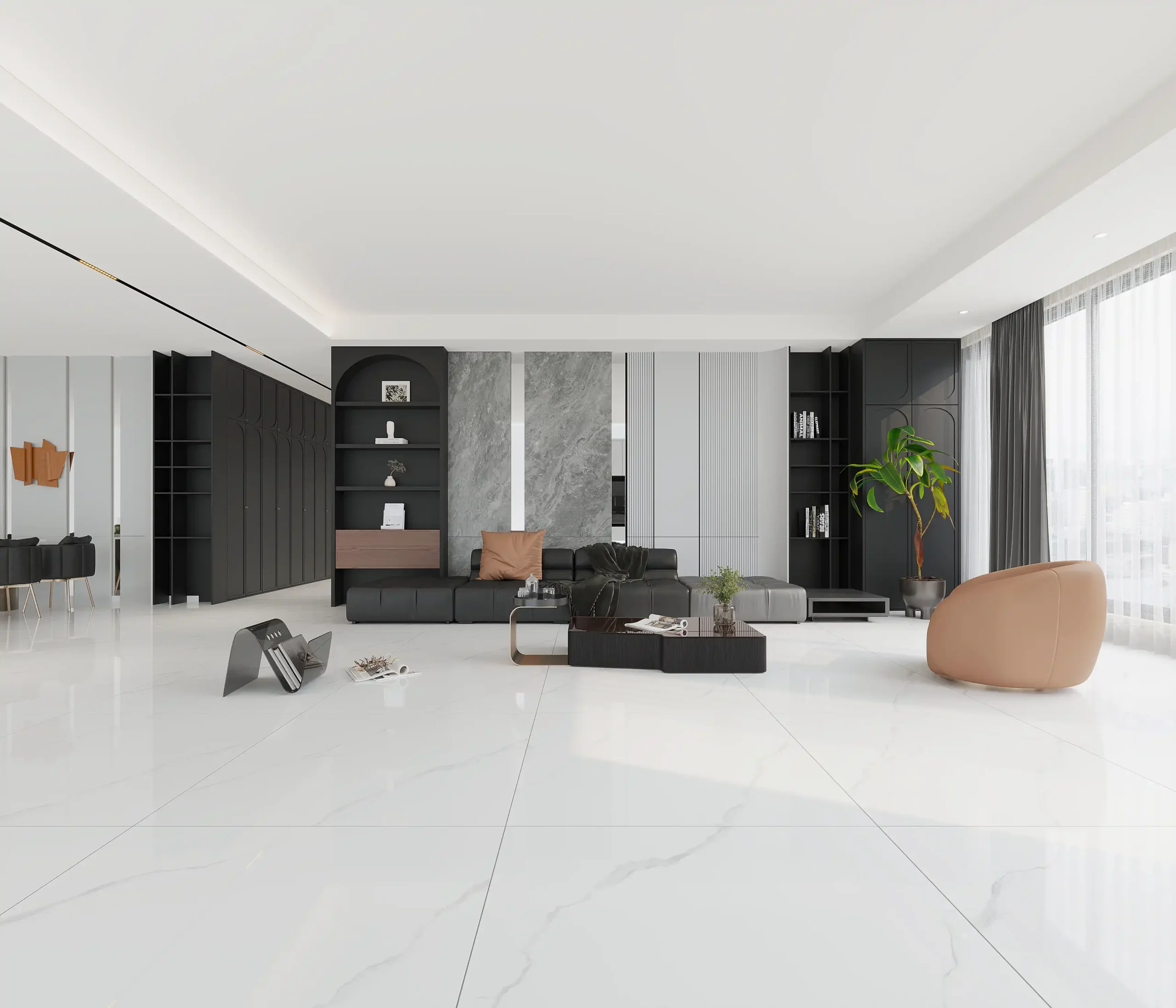 Hành lang lát gạch Travertine 9761 khổ 900×1800mm