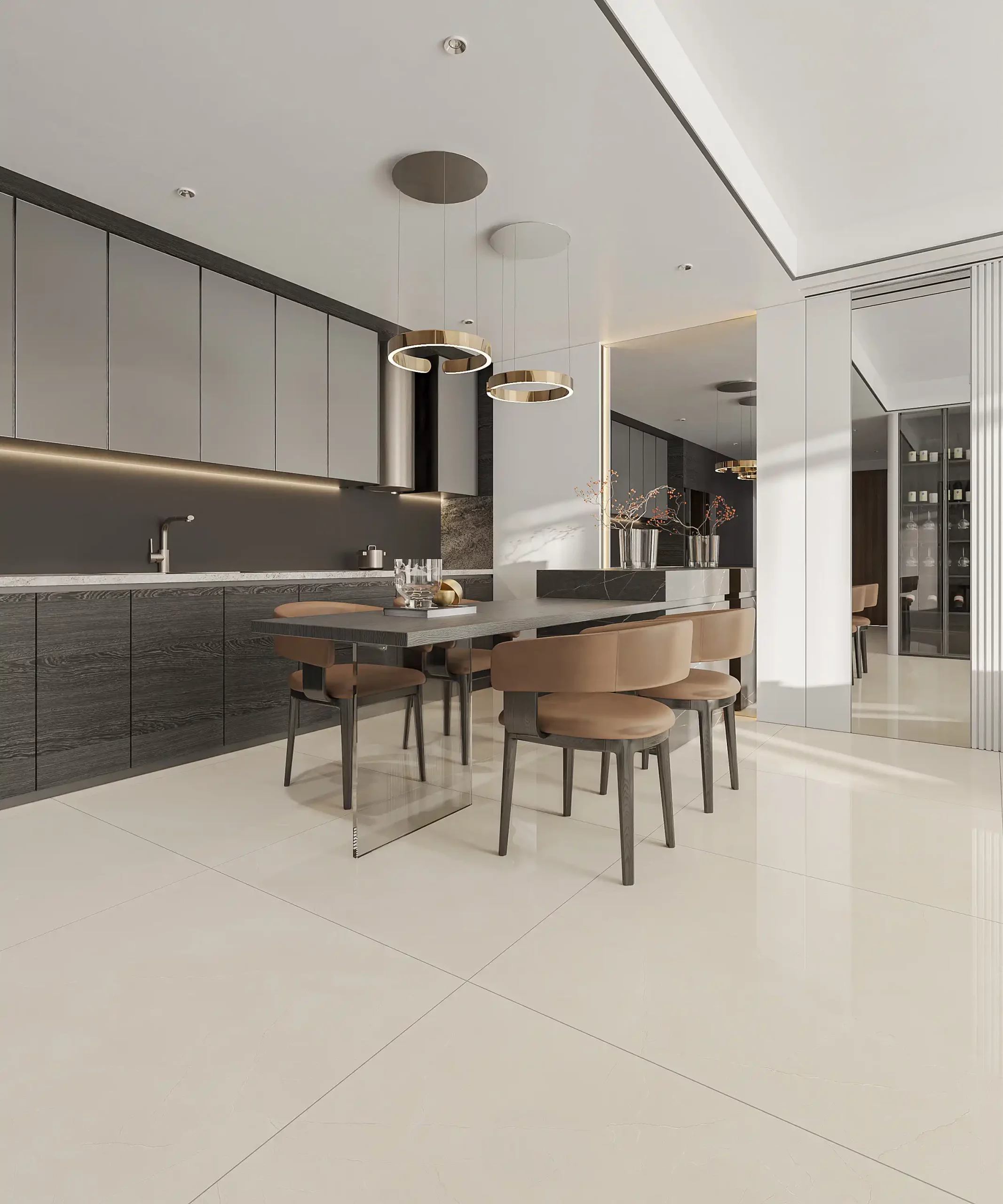 Hành lang lát gạch Travertine 9761 khổ 900×1800mm