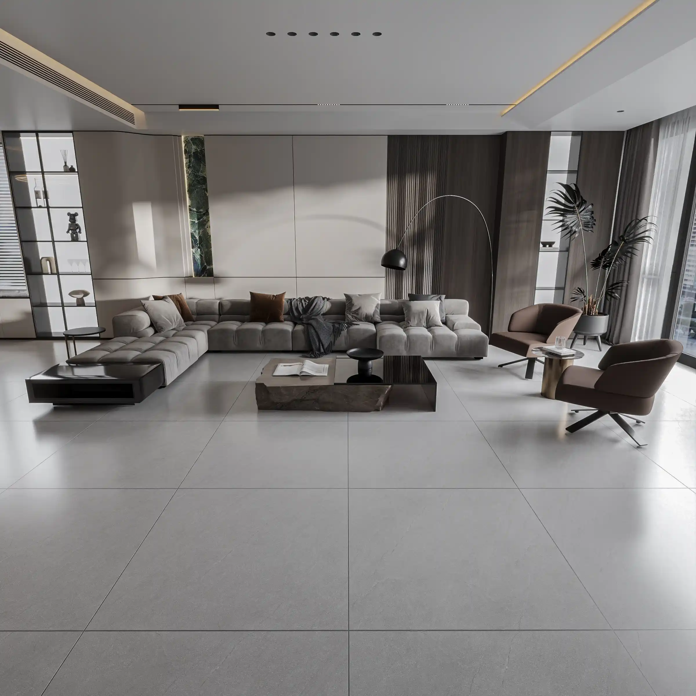 Hành lang lát gạch Travertine 9761 khổ 900×1800mm