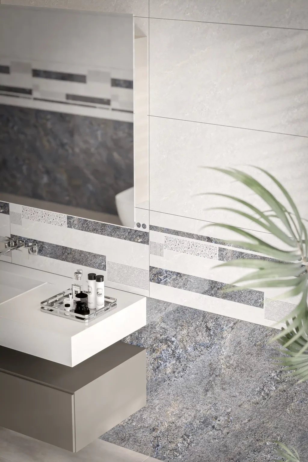 Hành lang lát gạch Travertine 9761 khổ 900×1800mm