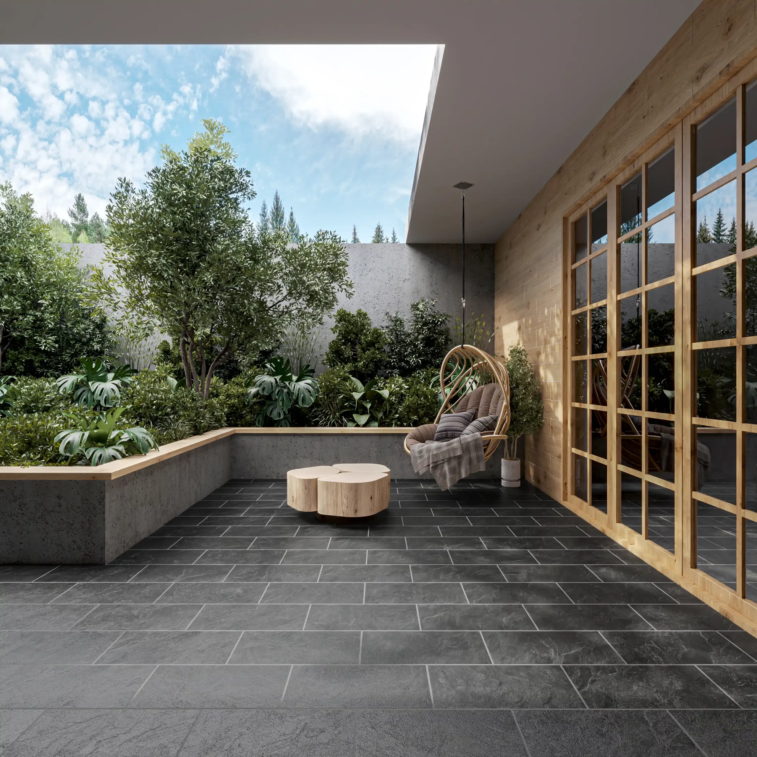 Hành lang lát gạch Travertine 9761 khổ 900×1800mm