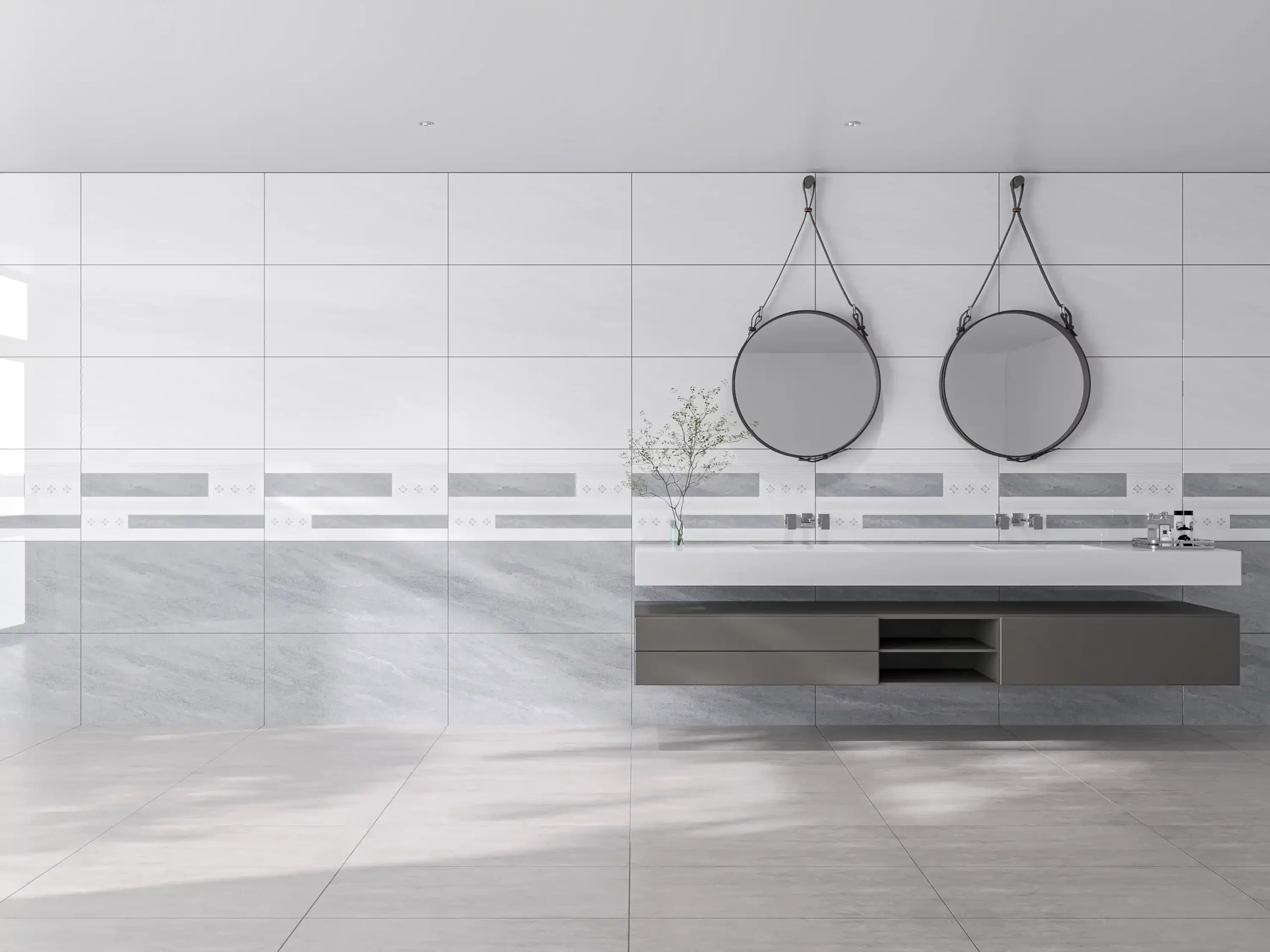 Hành lang lát gạch Travertine 9761 khổ 900×1800mm