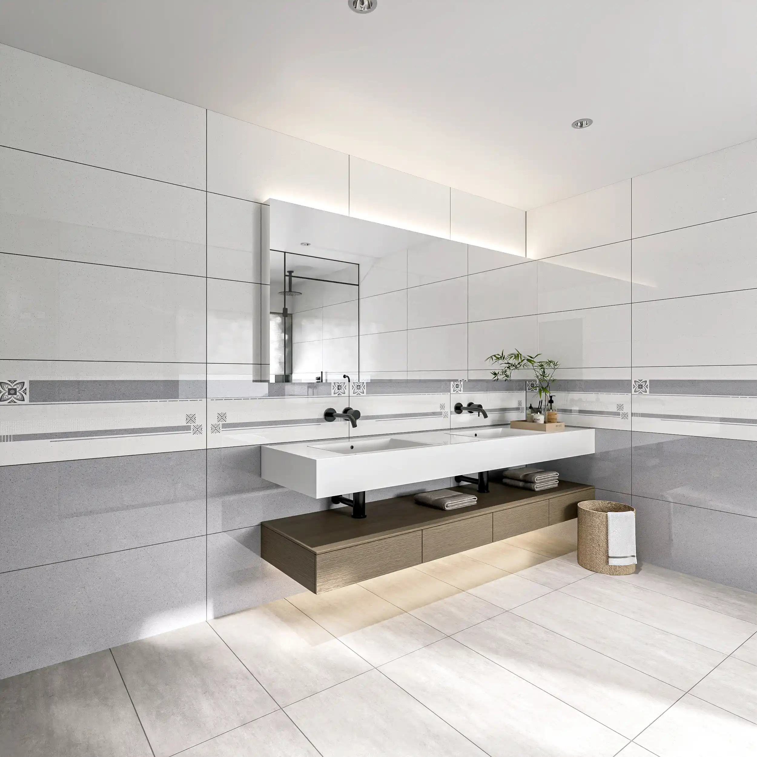Hành lang lát gạch Travertine 9761 khổ 900×1800mm