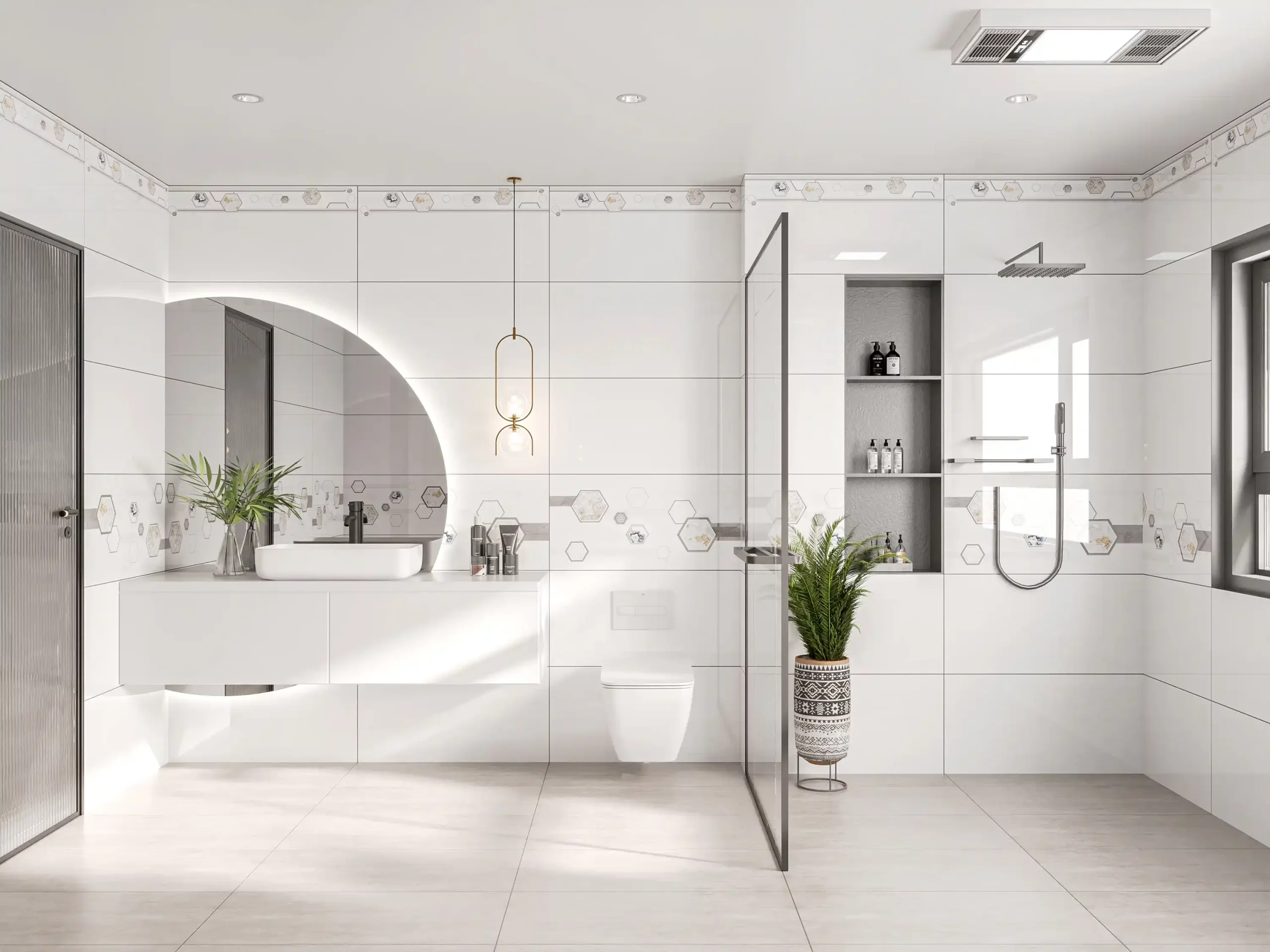 Hành lang lát gạch Travertine 9761 khổ 900×1800mm